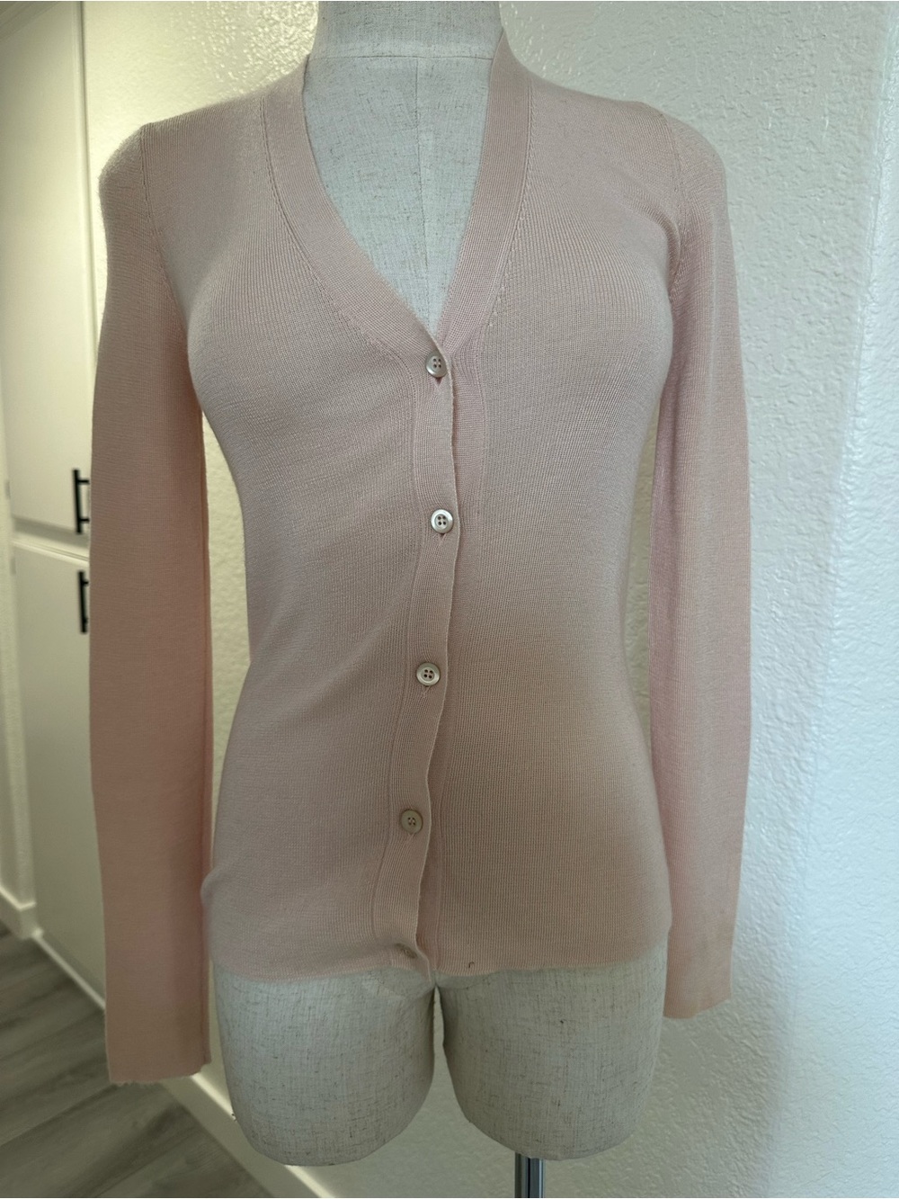 Prada Pale Pink V-Neck Button-Front Cardigan